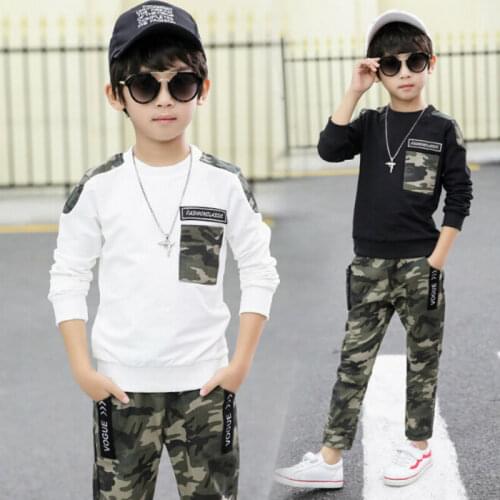 Kids Baby Boy Camouflage Outfits Long Sleeve Clothes Tops Sweater+Long Pants Trousers Set 2-9Y Autumn Winter Clothing