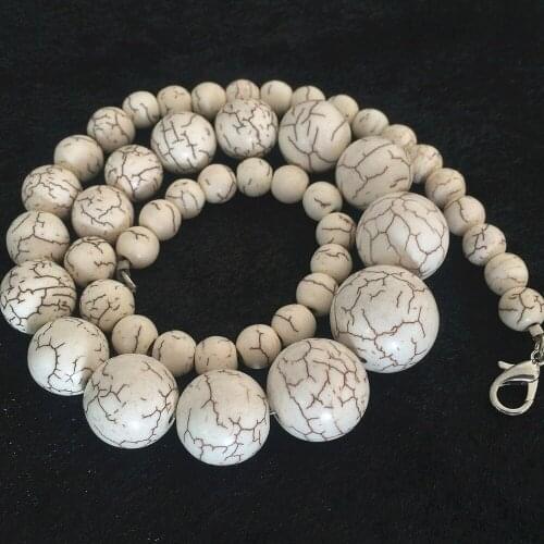 Hot sale white calaite turquoises black veins stone 6-14mm round beads diy fashion jewelry necklace making 18"B628