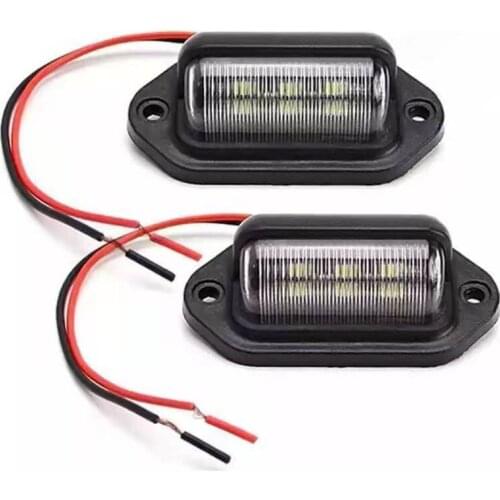 2 PCS Waterproof 6 LEDs License Plate Light Rear Light Trailer Step Lamp for Car Boat Truck Trailer Van 12V License Plate Light