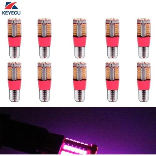 KEYECU 10 Pieces 6000k T10 W5W Wedge 3014 57SMD Bright Purple-Pink LED Bulbs For Car Interior OutDoor Parking Side Marker Lights