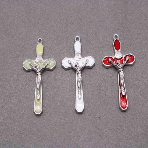 Catholic classic red Jesus cross jewellery. Christ Jesus Black Cross Medal Pendant