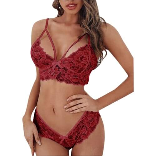 Women Lingerie Set Plus Size Corset Lace Floral Bralette Bra Transparent 2pcs Intimate Underwear Thong комплект нижнего белья d4