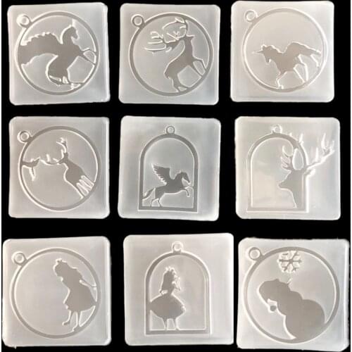 Horse unicorn Deer girl snow Silicone Mold for jewelry frame pendant Resin Silicone Mould handmade UV epoxy resin molds craft