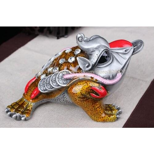 Money Frogs Trinket Box Metal Frog Home Decor Display Feng Shui Money Frog /Money Toad Attract Wealth Frog Statue Figurine