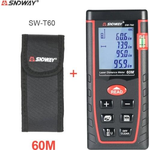 60m Mini Handheld LCD Digital Laser Distance Meter Range Finder Distance Area Volume Measurement 30 Groups Data Storage
