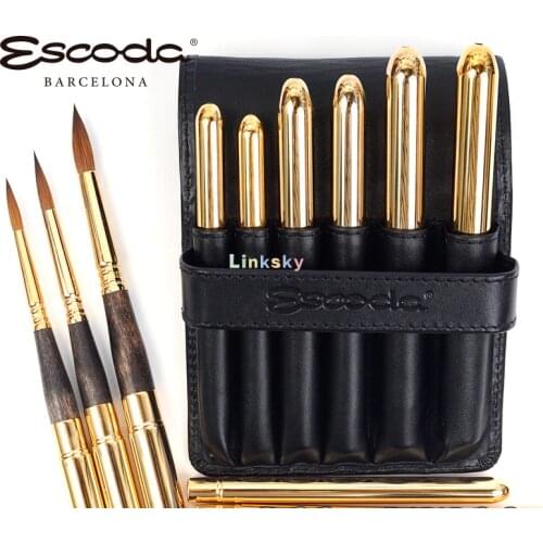 ESCODA RESERVA Series 1214,Artist Watercolor Pointed Round Travel Paint Brush,Size 2/4/6/8/10/12, Pure Kolinsky-Tajmyr