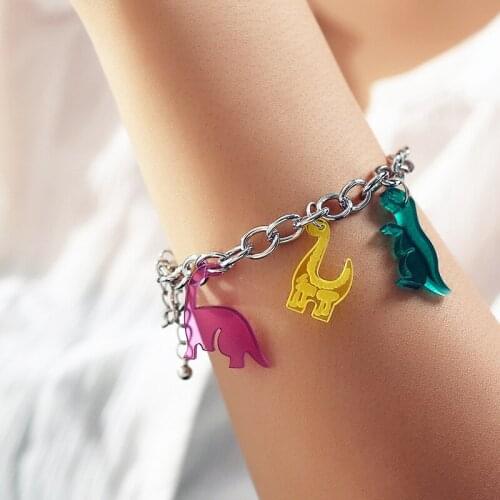 2021 New Cute Color Dinosaur Bracelet for Women Models Simple Transparent Resin Animal Chain Bracelet Trend Jewelry Girl Gift