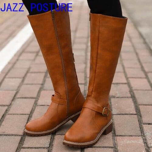 2021 autumn and winter new solid color non-slip wear-resistant long tube large size womens boots Knight boots female w298