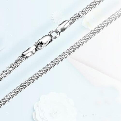 New Arrival Solid AU750 White Gold Wheat Chain Necklace Heavy Gold