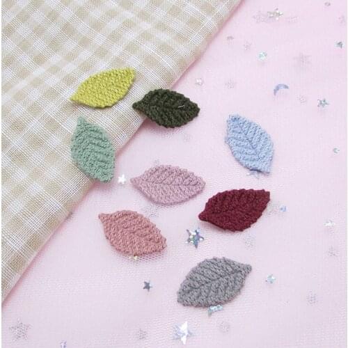 Sew on 2.8*1.6cm 50pcs/lot wool leaves Padded Appliques for Cloth Decoration and Hair Accessories free shipping