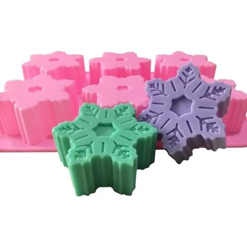 6 Cavity Christmas Snowflake Soap Mold Silicone Mold Aroma Gypsum Plaster Resin Mould Snow Handmade 3d Crafts Candle Molds
