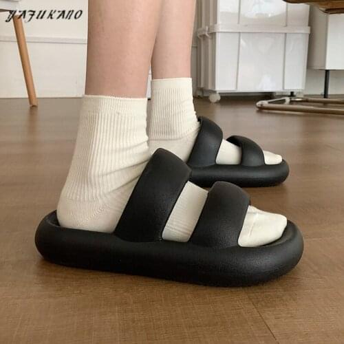 Outdoor Comfortable Soft Slippers Women Indoor Bathroom Home Shoes Flat EVA Thick Sole Slides Non-Slip Beach Summer Sandals