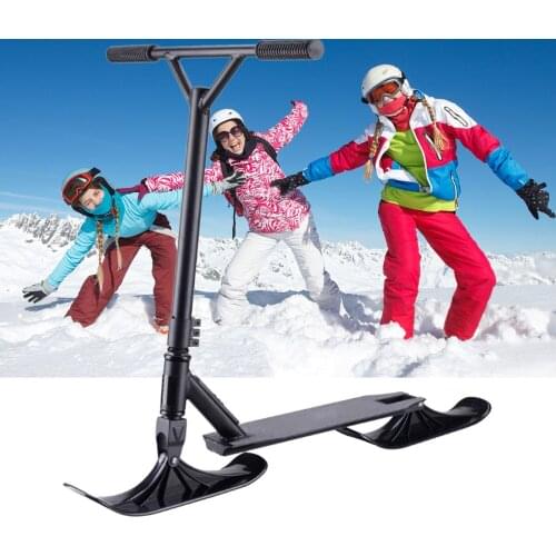 Snow Sled Snow Board Scooter Ski Sleigh Accessories Snow Skates Black Outdoor Scooter Children’s Two-In-One Scooter Skiing Board