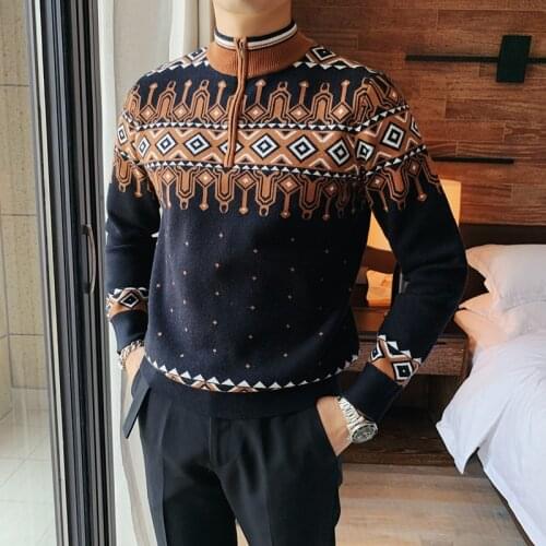 Long-sleeved Stand-up Collar Sweater, High-quality Mens 2021 Autumn and Winter New Warmth, Fashionable and Casual Slim Pullover