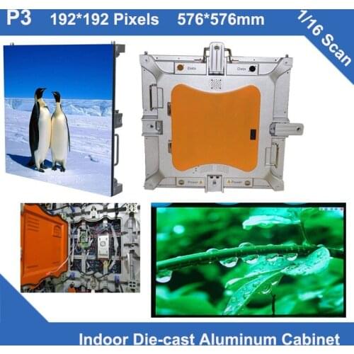 TEEHO FREE sending card flight case 6pcs/lot P3 led video screen Diecast Cabinet 576mm*576mm slim 1/16 scan led rental cabinet