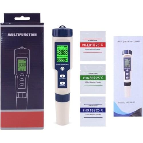 5 in 1 TDS/EC/PH/Salinity/TEMP Water Quality Tester With Electrode Replaceable 667A