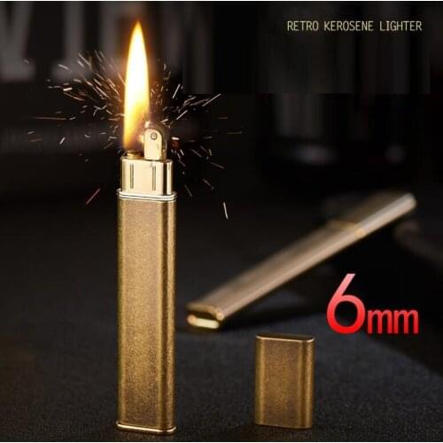 Yubang slim ultra thin style kerosene lighter brass easy to carry creativity can be put into cigarette lighter