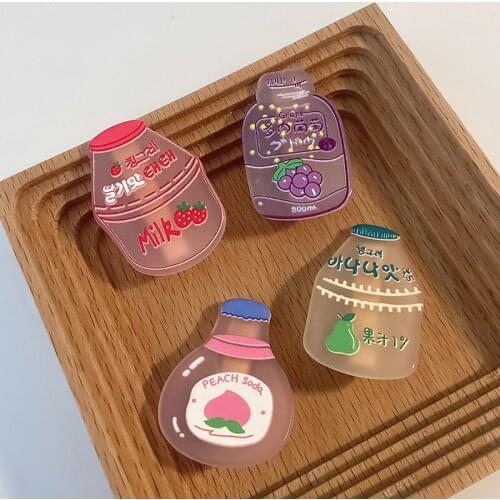 Korean Style New Sweet Baby Milk Tea Drink Card Issuing Cute Student Girls Fruit Hair Clip for Children Fashion Hair Accessories