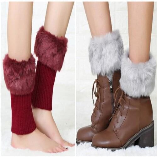 Winter new short crocheted warm sleeves womens knitted wool leggings