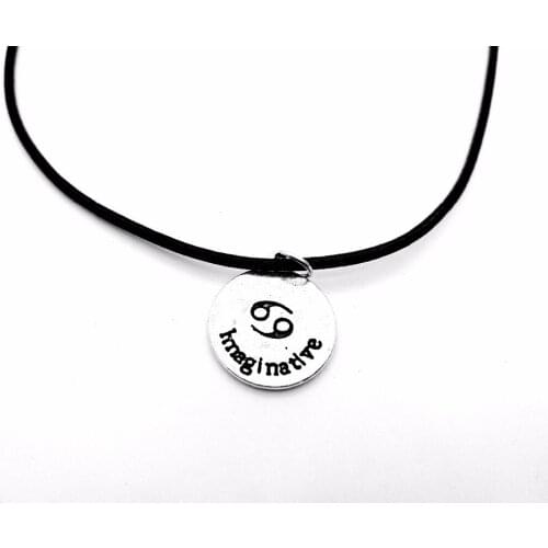 30PCS Zodiac Cancer Necklace Signs 12 Constellation Rope Necklace Horoscope Disc Crab Imaginative Letter Leather Necklaces