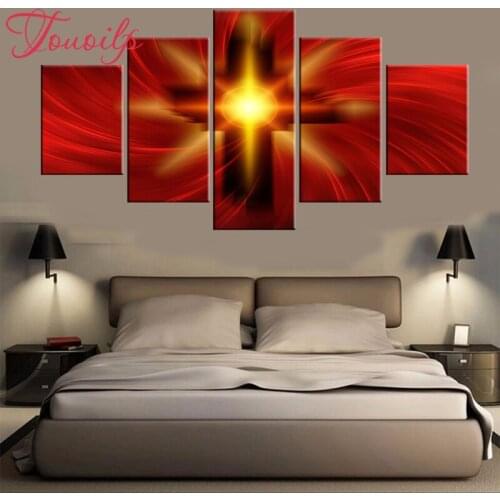 5D DIY Full Square&round 5pcs Faith Christ Cross 5d Diamond Painting Combination diamond Embroidery Mosaic Home Decor painting