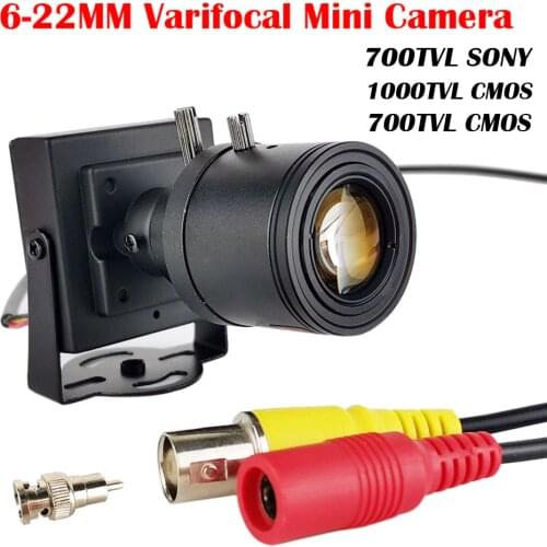 700TVL Sony CCD Camera 6-22mm Adjustable Varifocal Lens 1000TVL 700TV CMOS CCTV Security Box Mini Cam+RCA Adapter Car Overtaking