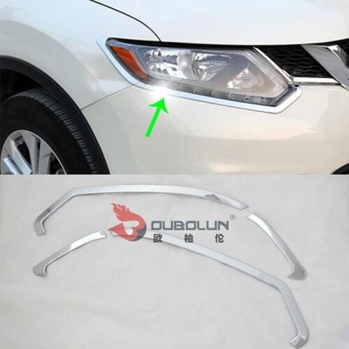 Car Accessories Exterior Decoration ABS Chrome Front Head Light Lamp Eyebrow Cover Trim For Nissan X-Trail 2014 Car-styling