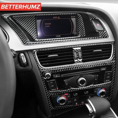 BetterHumz For Audi A4 A5 S5 Carbon Fiber Center Console CD Panel Air Outlet Cover Trim Dashboard Interior Mouldings Car-styling