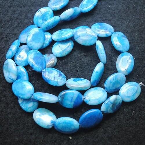 22PCS New Blue Jasper Stone Beads Oval Shape 13x18MM DIY Jewelry Findings Wholesale Price Free Shipping Loose Accessories