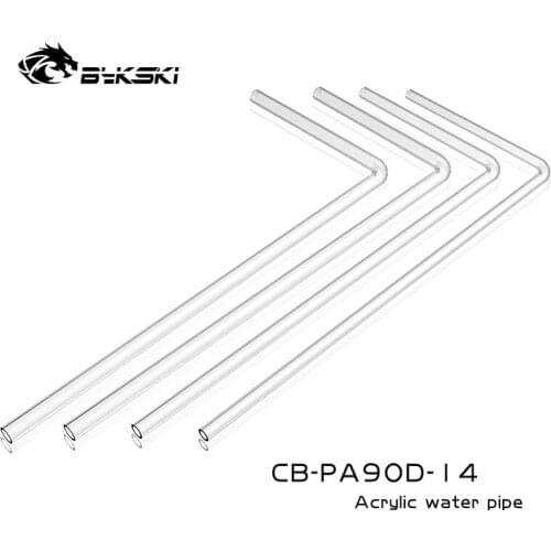 BYKSKI 4pcs/Lots PMMA Acrylic Hard Tube 90 Degrees Tube Transparent Thickness ( OD14mm ) + 2mm 20cm+50cm