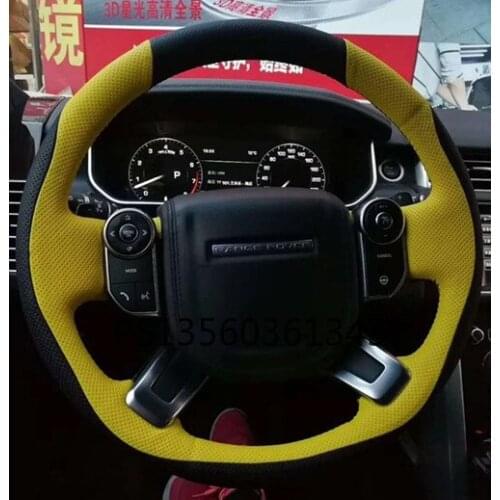 Suitable for Land Rover Discovery Sport hand-stitched leather carbon fiber suede steering wheel cover