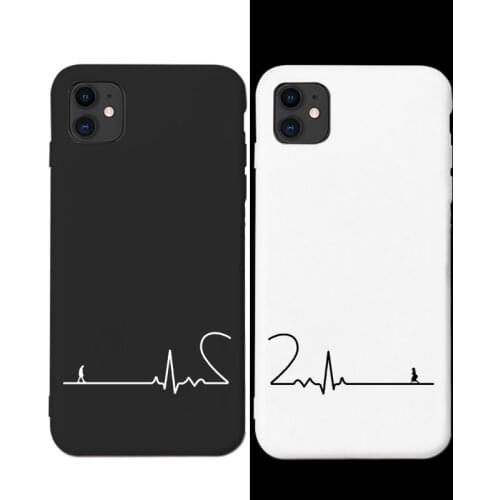 Phone Case Electrocardiogram with love Couple ECG For iPhone 12 11Pro Max X Xs max Xr 7 Plus 6S 7 8 Plus SE 2020 Silicone Cover