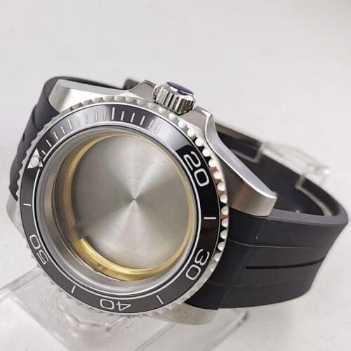 40mm Stainless Steel Sapphire Glass Watch Case Rubber Fit NH35A NH36A ETA 2836 MIYOTA 8215 MOVEMENT