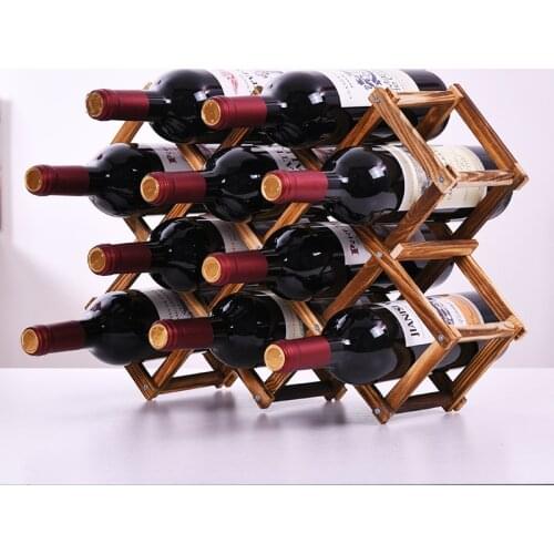 Folding Wine Rack Free Installation Wooden Shelf Creative Wine Bottle Rack Holder Bar Storage for Home Bars Accessories