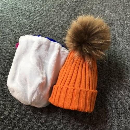 2020 Kids Boys Girls winter hats Warm Fleece Liner Hats Winter Fur Pom pom Hat Children Plus velvet Baby Skullies Beanies