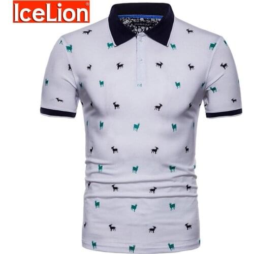 IceLion 2021 Summer Cartoon Printed Tshirt Men Plus Size Short Sleeve Turn-down Collar T-shirt Fashion Cotton Mens Tees Shirts