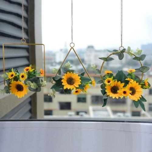 Artificial Flower Wall Decoration Metal Wreath Sunflower Iron Wall Decoration Living Room Decoration