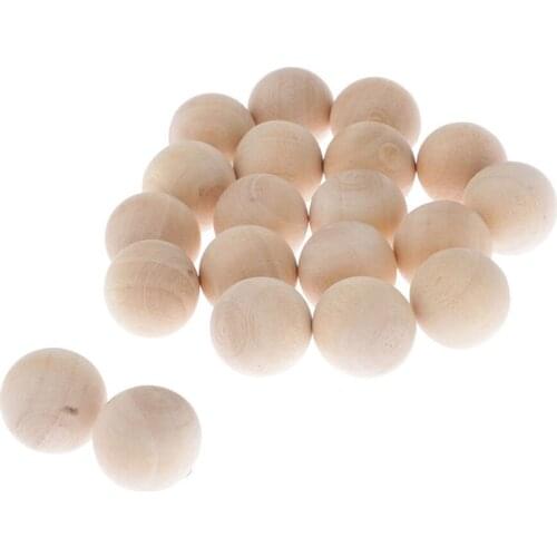 50 Pcs No Hole Crafts Making Natural Wood Round Ball Hand Made Wooden 15mm