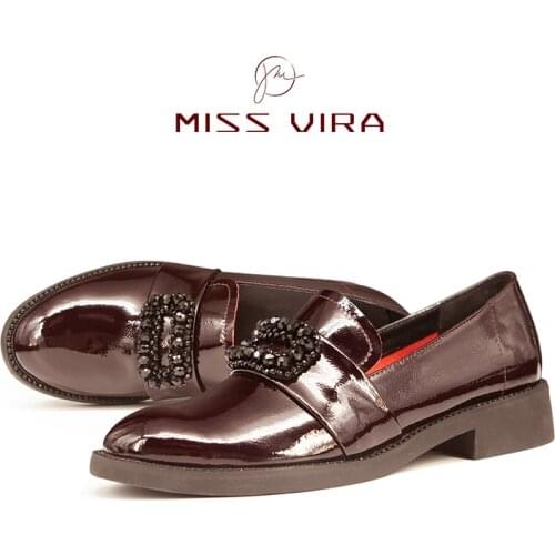 MISS VIRA Women Loafers Genuine Leather Casual Shoes Autumn Ladies Flat Shoes Round Toe Cute Shoes