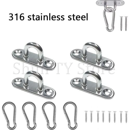 M5 316Stainless Steel Pad Eye Oblong Plate Staple Ring Marine Hardware Loop U-Shaped Screws WallMount Hook Screw Accessories Set