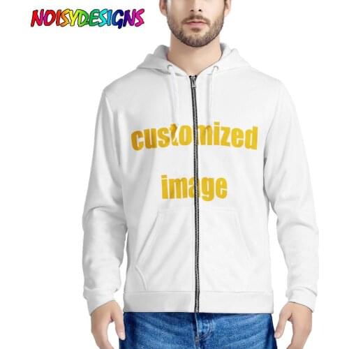 NOISYDESIGNS Men Zipper Hooded Customized Plus Size 4XL Hip Hop Street Wear Men Hoodies Custom Print Sweatshirts Top Hoodie