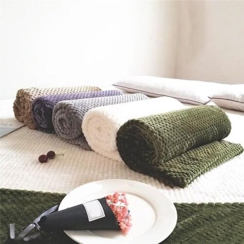 Solid Color Soft Travel Blanket Velvet Carpet Portable Comfortable Towel Small Throw Blankets Pineapple Warm Gift