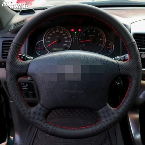 BANNIS Hand-stitched Black Leather Steering Wheel Cover for Old Toyota Land Cruiser Prado 120
