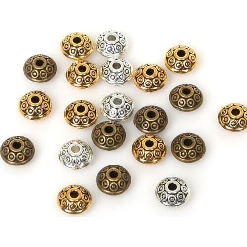 Wholesale Antique Gold/Bronze/Silver Plated 50pcs Metal Loose Spacer Beads Cone pattern 6mm for DIY Jewelry Making Accessories