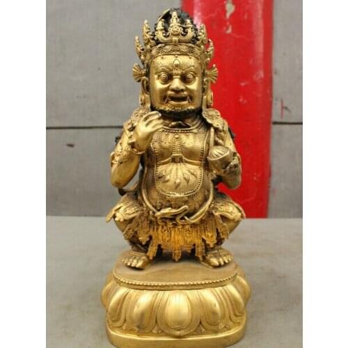 Wholesale factory Folk Tibet Purple Bronze 24K Gold Buddhism Temple Mahakala Deity Buddha Statue AE1024 AB1025