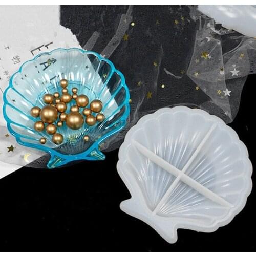 Resin DIY Crystal Epoxy Resin Mirror Ocean Wind Shell Dish Silicone Mold Handcraft Mirror Bear Head Bear Cute Plate Resin Molds