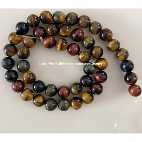 Natural Stone Mixed Colour Tiger Eye Agates Round Beads 15" Strand 6 8 10 MM Pick Size For Jewelry