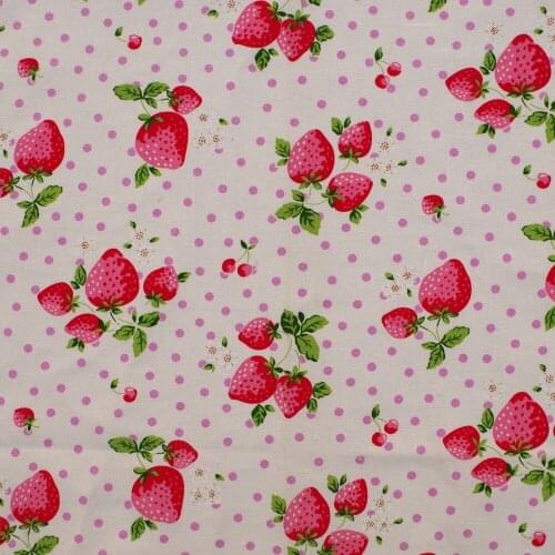 110cmx50cm Cotton Linen Fabric for handmad, bed, bag, curtain Sewing - Strawberry and Dot - purple dot (LF346)