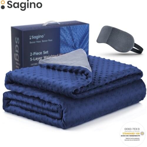 Sagino Weighted Blanket Cotton Cover Heavy Blanket Promote Deep Sleep Reduce Anxiety Quilt For Bed Sofa 7-Layer Design 20/15lbs