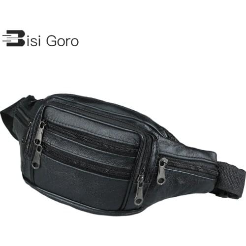 BISI GORO 2020 Genuine Leather High-capacityWaist Packs Bag Fashion Waist Packs Belt Bag Travel Waist Pack Unisex fanny pack